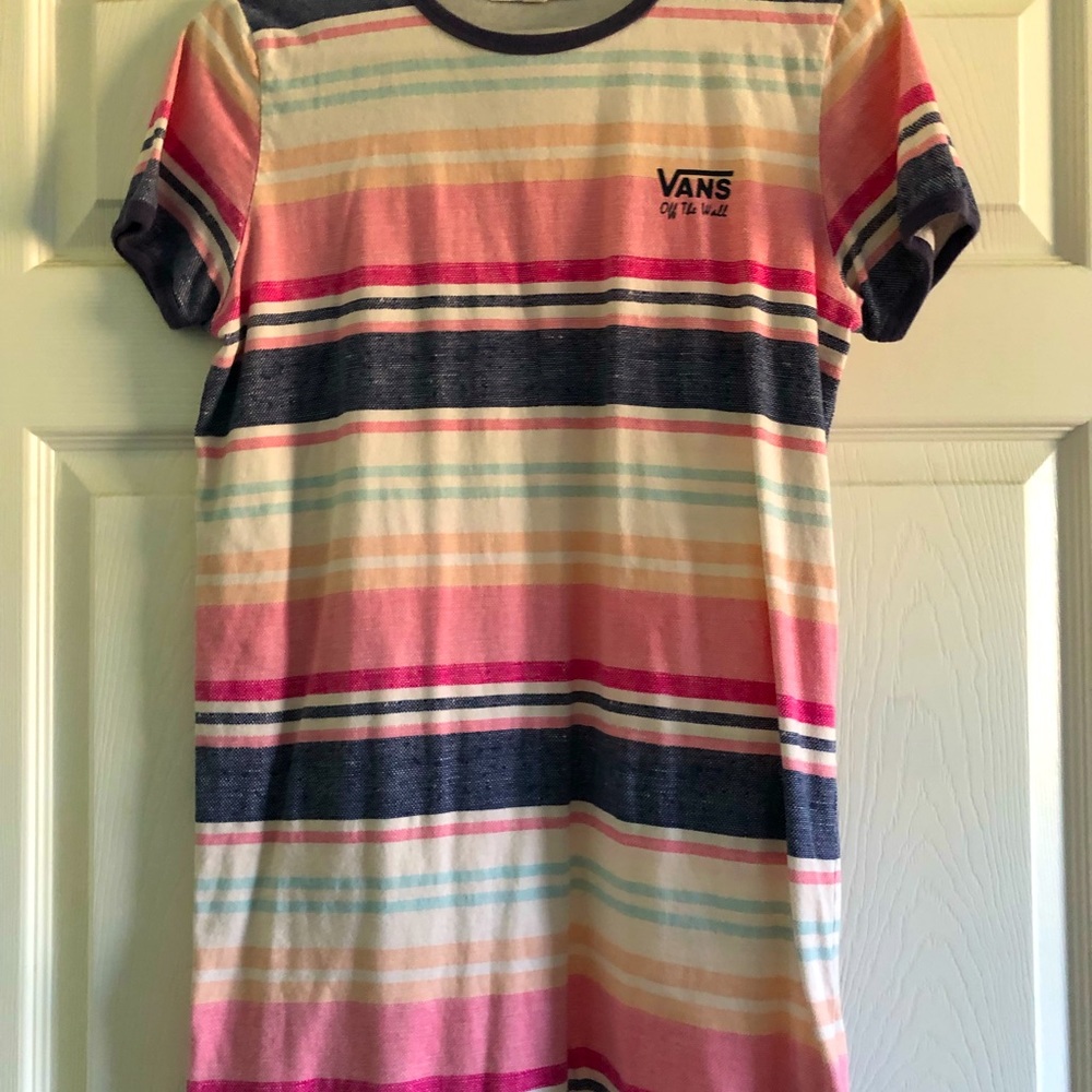 XS VANS skater surfer striped t-shirt dress